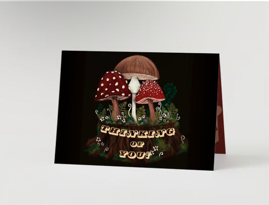 Mushroom Tree Stump “Thinking of you!” Greeting Card