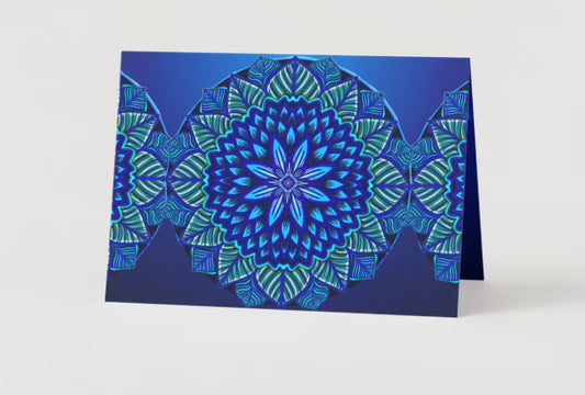 Blue flower, mandala greeting card