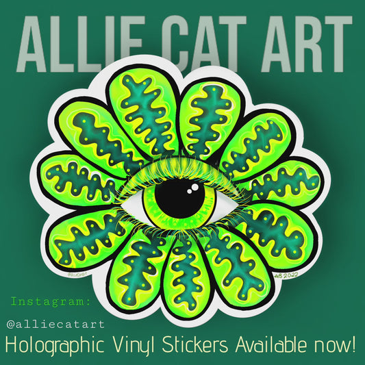 Holographic-Light Green Eye Flower-Sticket