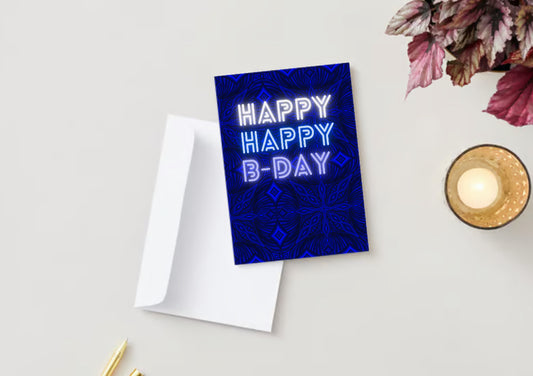 “Happy Birthday” Bright blues Mandala Pattern Card