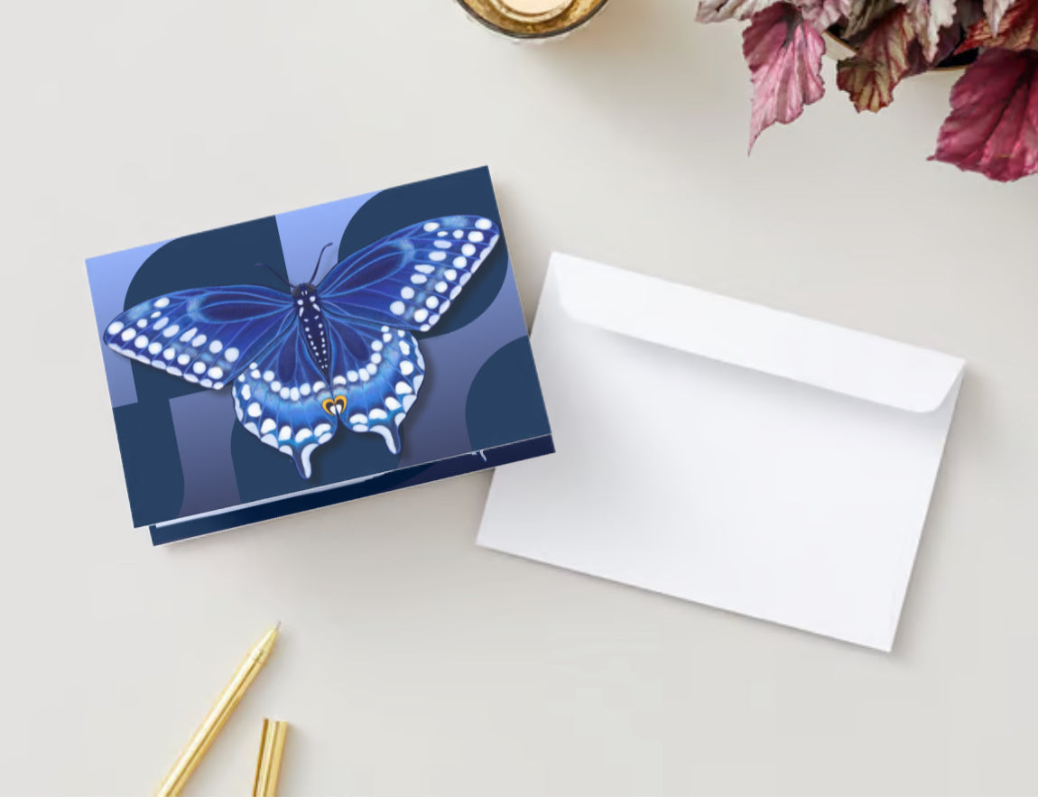 Blue Swallow Tail Butterfly Greeting Card