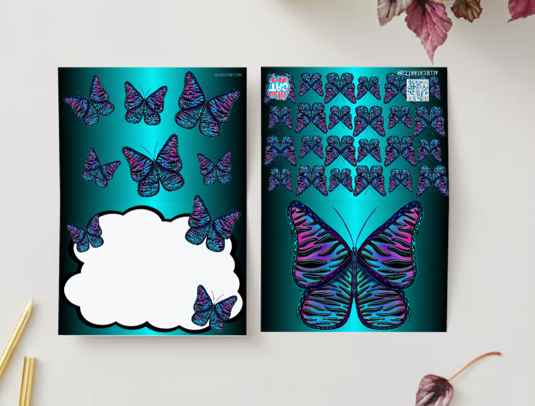 Ombré Zebra Patterned Butterfly Greeting Card