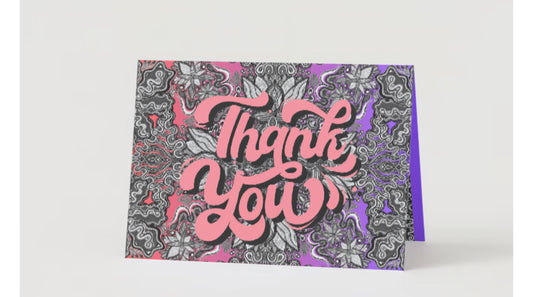 “Thank You” Pink B&W Mandala