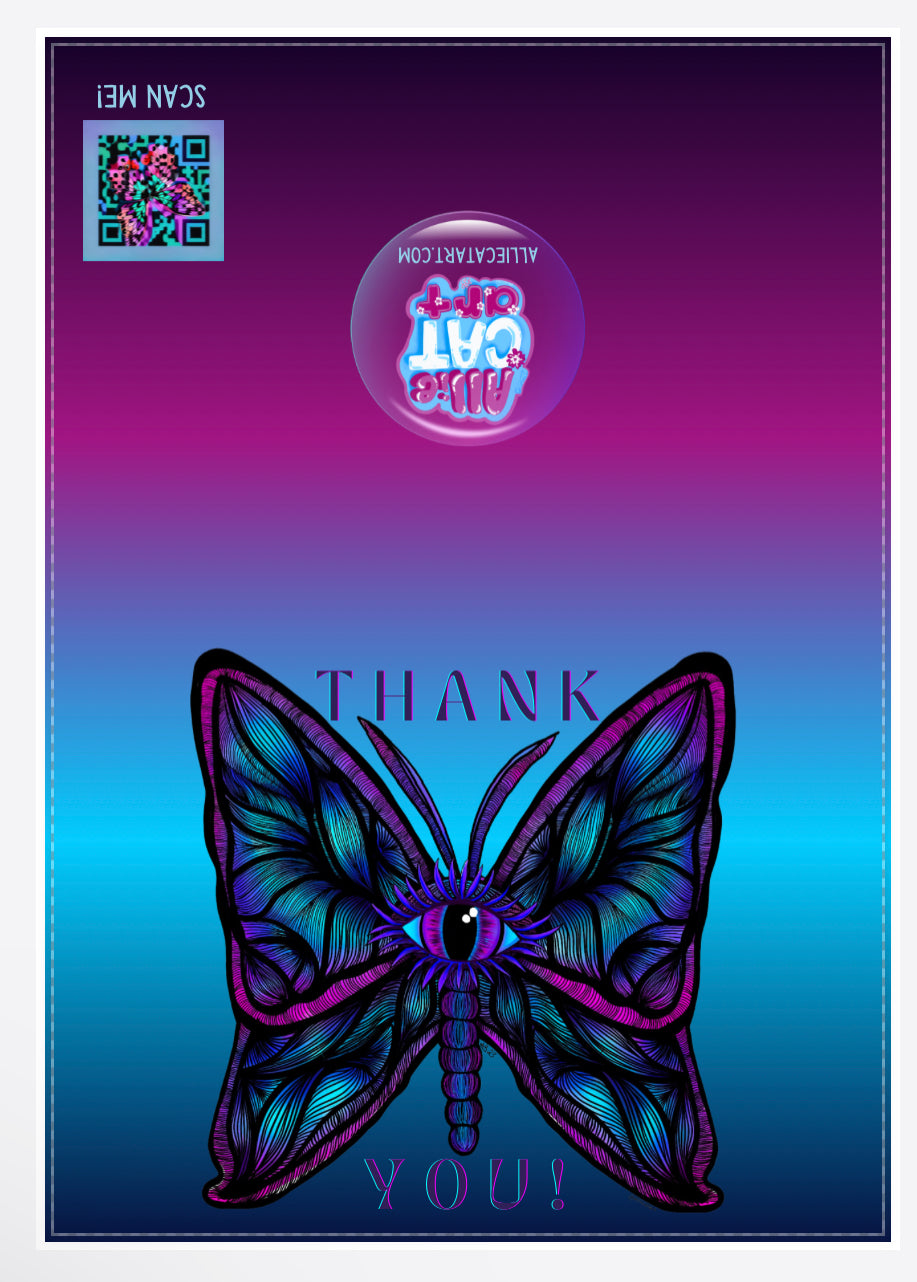 Purple blue eye butterfly “Thank You!”  Greeting Card!