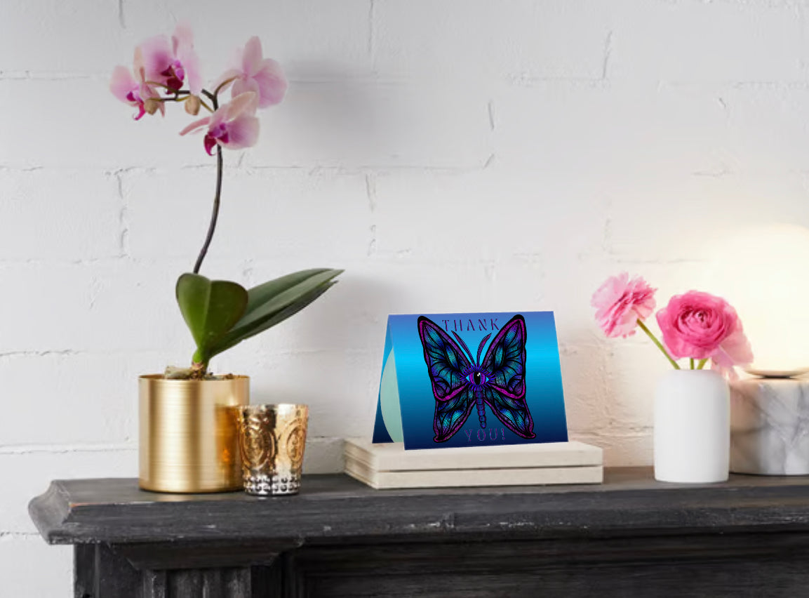 Purple blue eye butterfly “Thank You!”  Greeting Card!