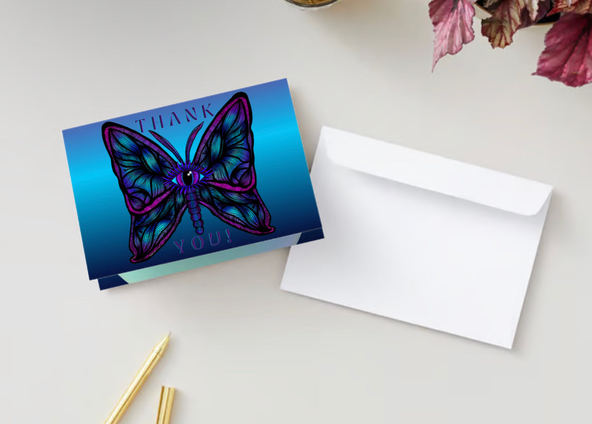 Purple blue eye butterfly “Thank You!”  Greeting Card!