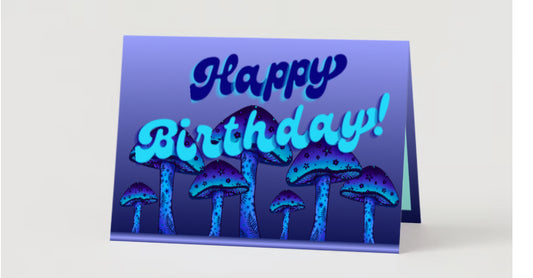 “Happy Birthday!” Pattern filled Mushroom Greeting Card