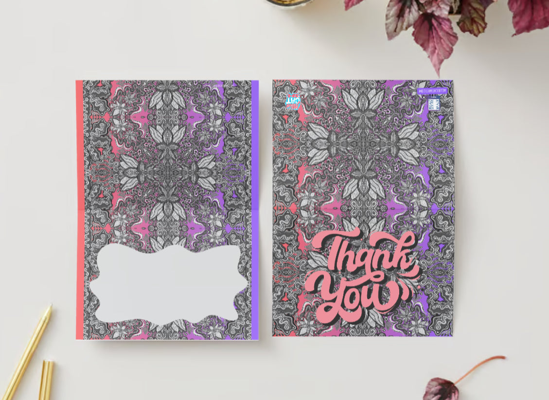 “Thank You” Pink B&W Mandala