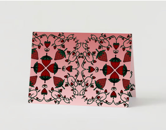 Strawberry Vine Pattern Greeting Card