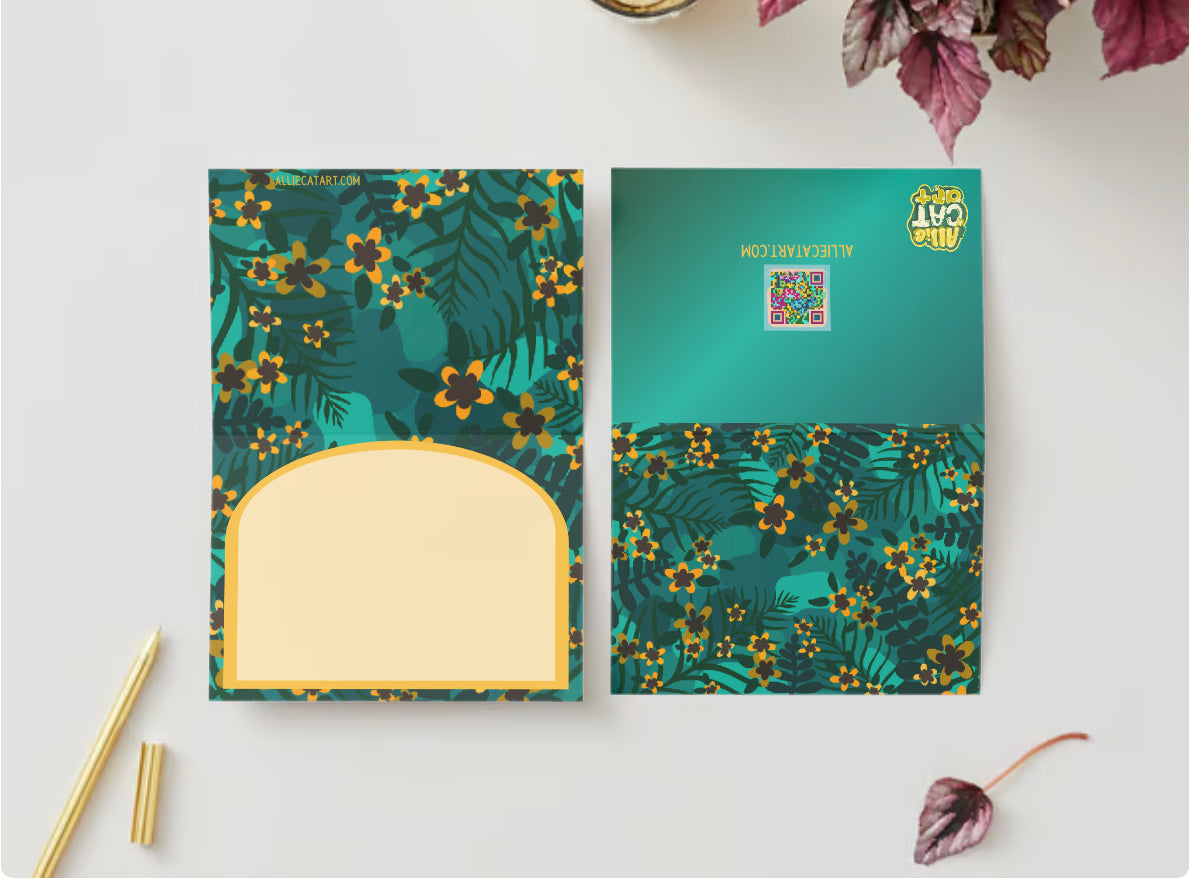 Floral Tropical Greenery & Flowers  Greeting card