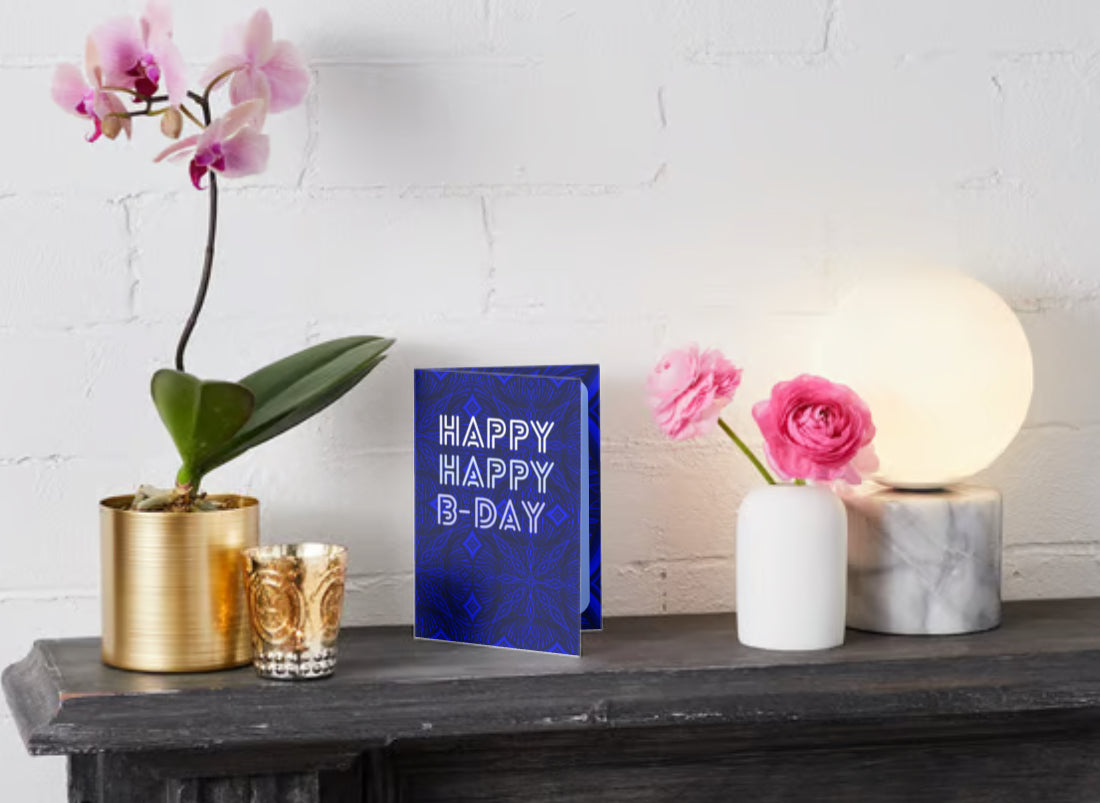 “Happy Birthday” Bright blues Mandala Pattern Card