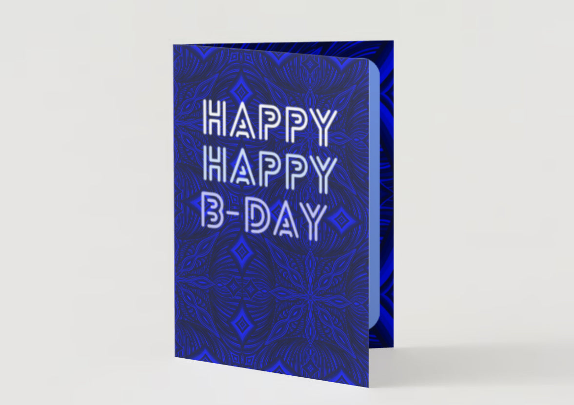 “Happy Birthday” Bright blues Mandala Pattern Card