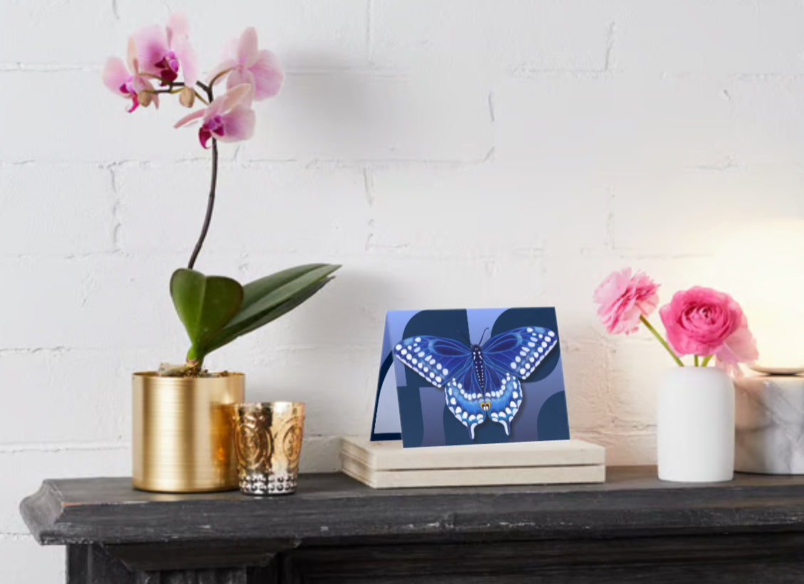 Blue Swallow Tail Butterfly Greeting Card