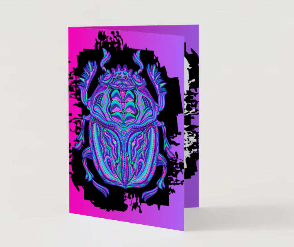 Pastel Neon Artsy Beetle Greeting Card