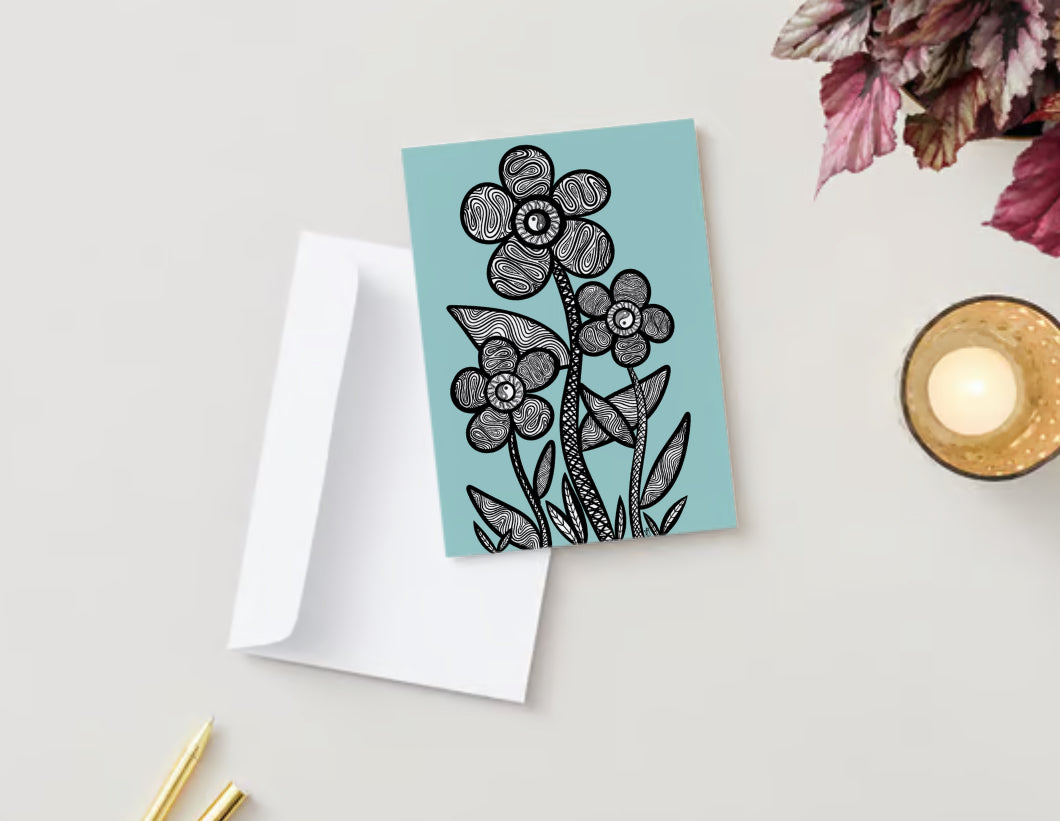 Coloring page Style Ying-yang flower Greeting Card