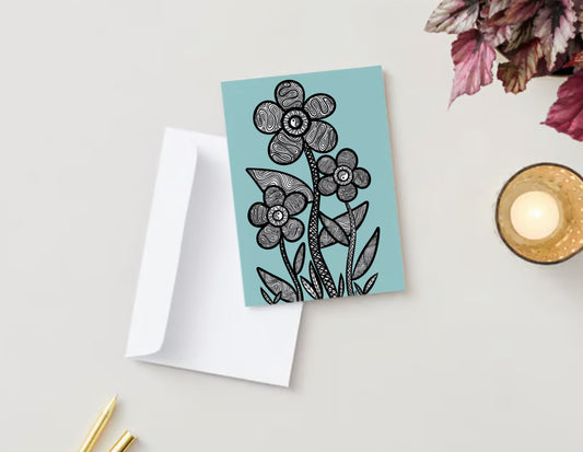 Coloring page Style Ying-yang flower Greeting Card