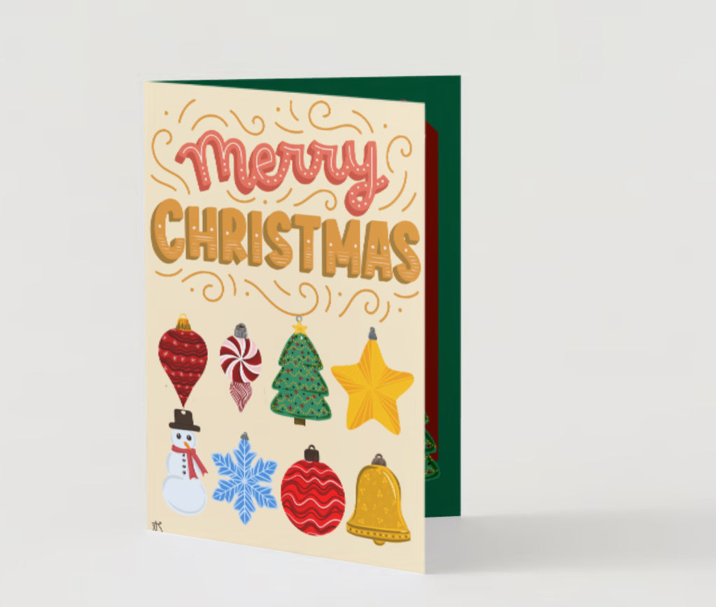 “Merry Christmas!”Ornament Grid holiday card