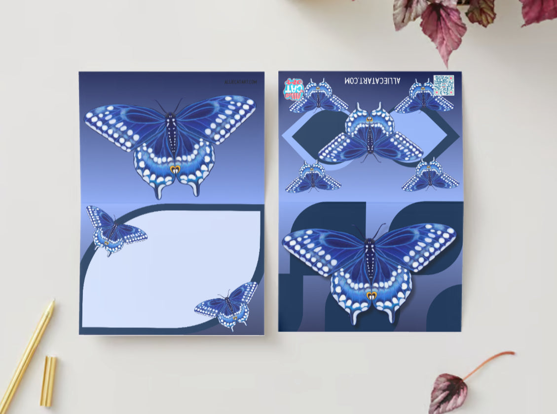 Blue Swallow Tail Butterfly Greeting Card