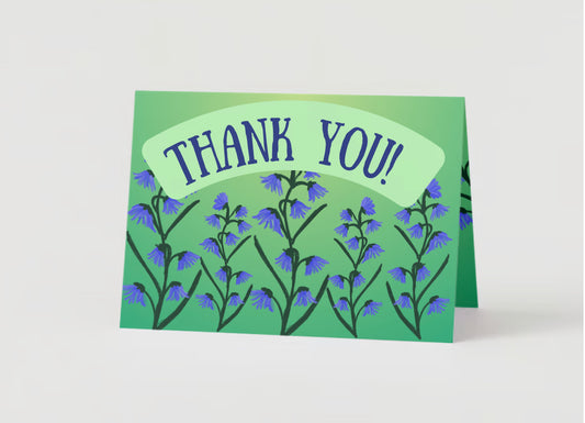 Thank you card green bluebell florals