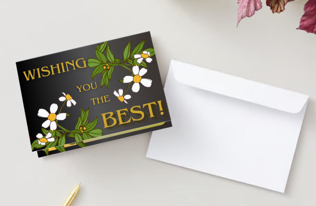 “Wishing you the best!” Simple white Greeting Card