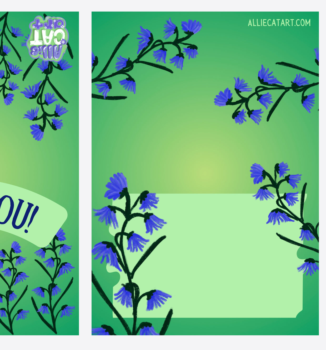 Thank you card green bluebell florals