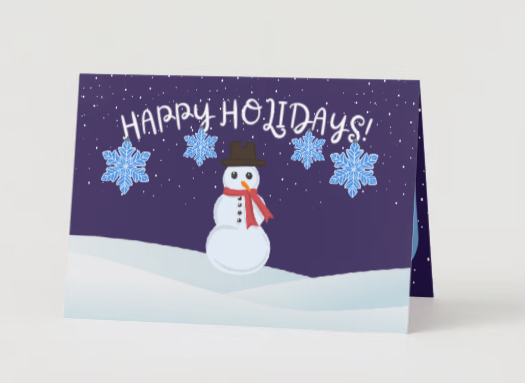 “Merry Christmas!” Blue Snowman Greeting Card