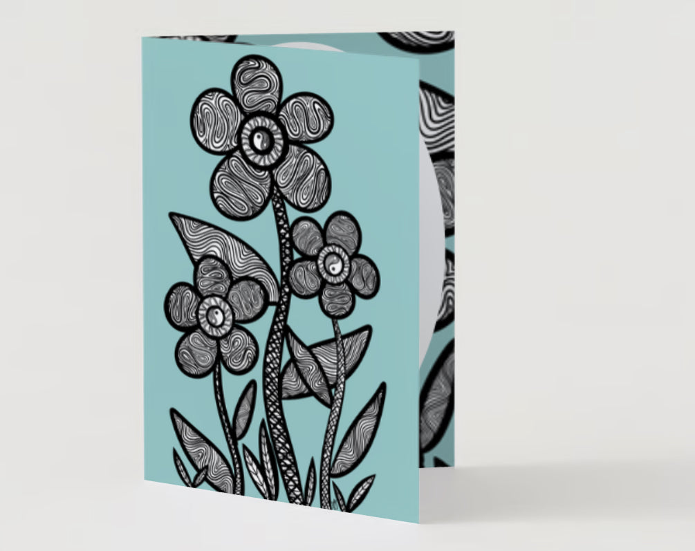 Coloring page Style Ying-yang flower Greeting Card