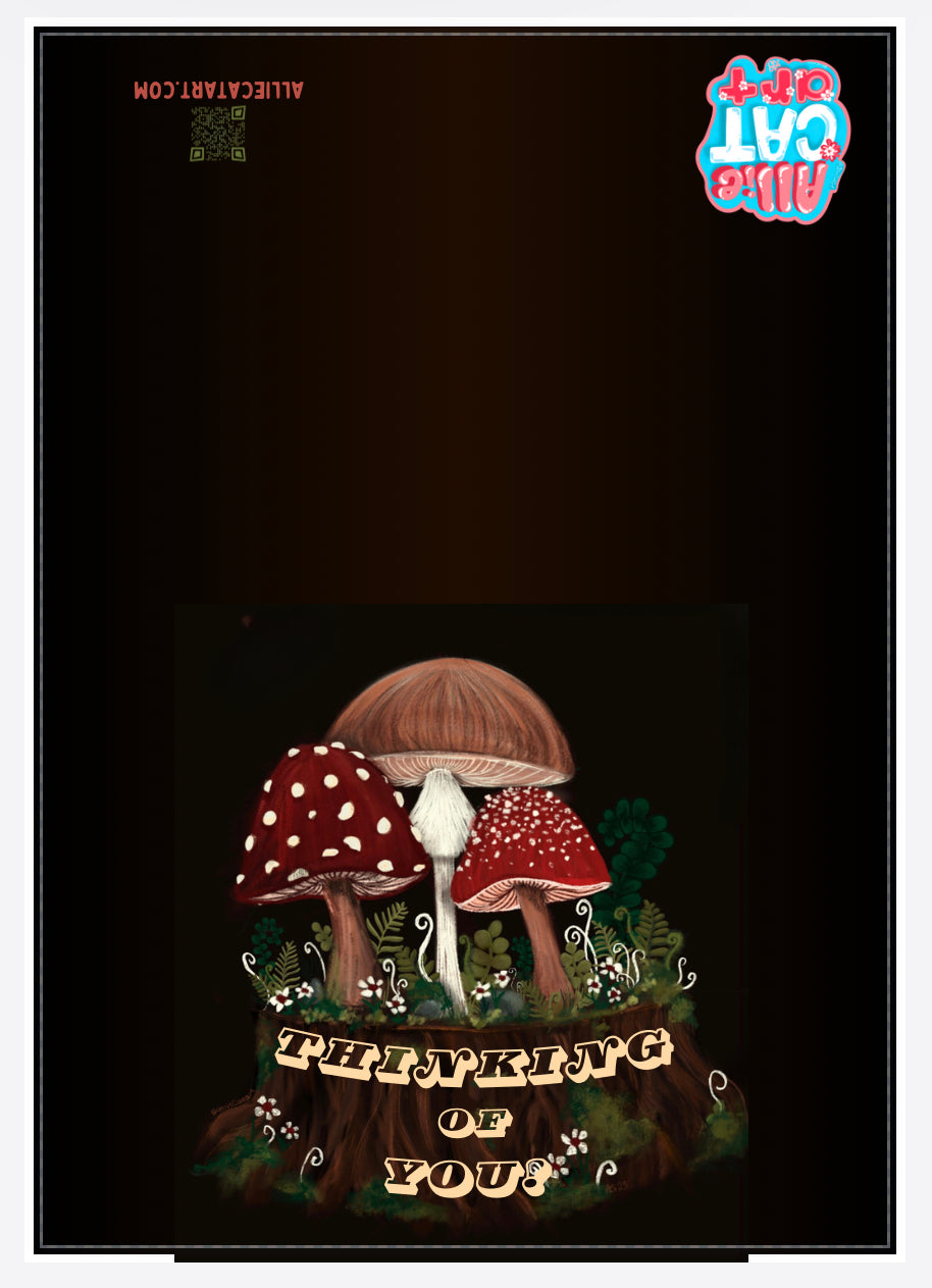 Mushroom Tree Stump “Thinking of you!” Greeting Card