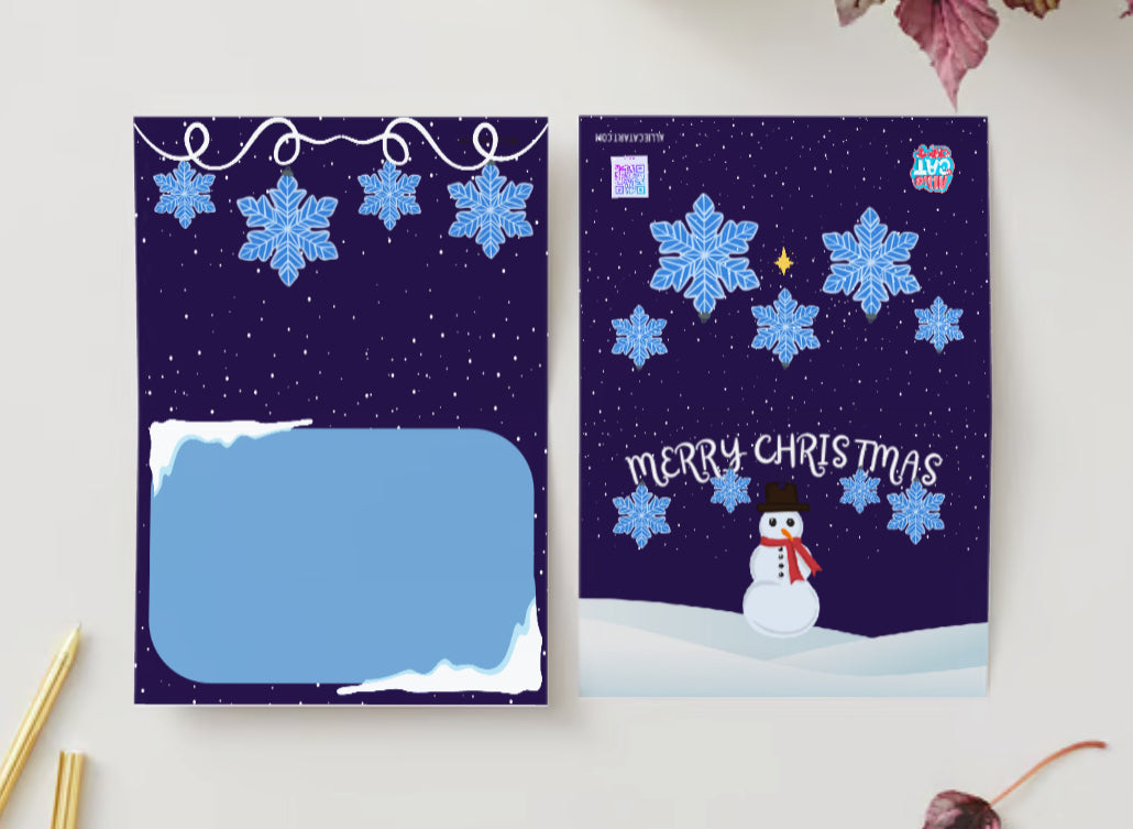 “Merry Christmas!” Blue Snowman Greeting Card