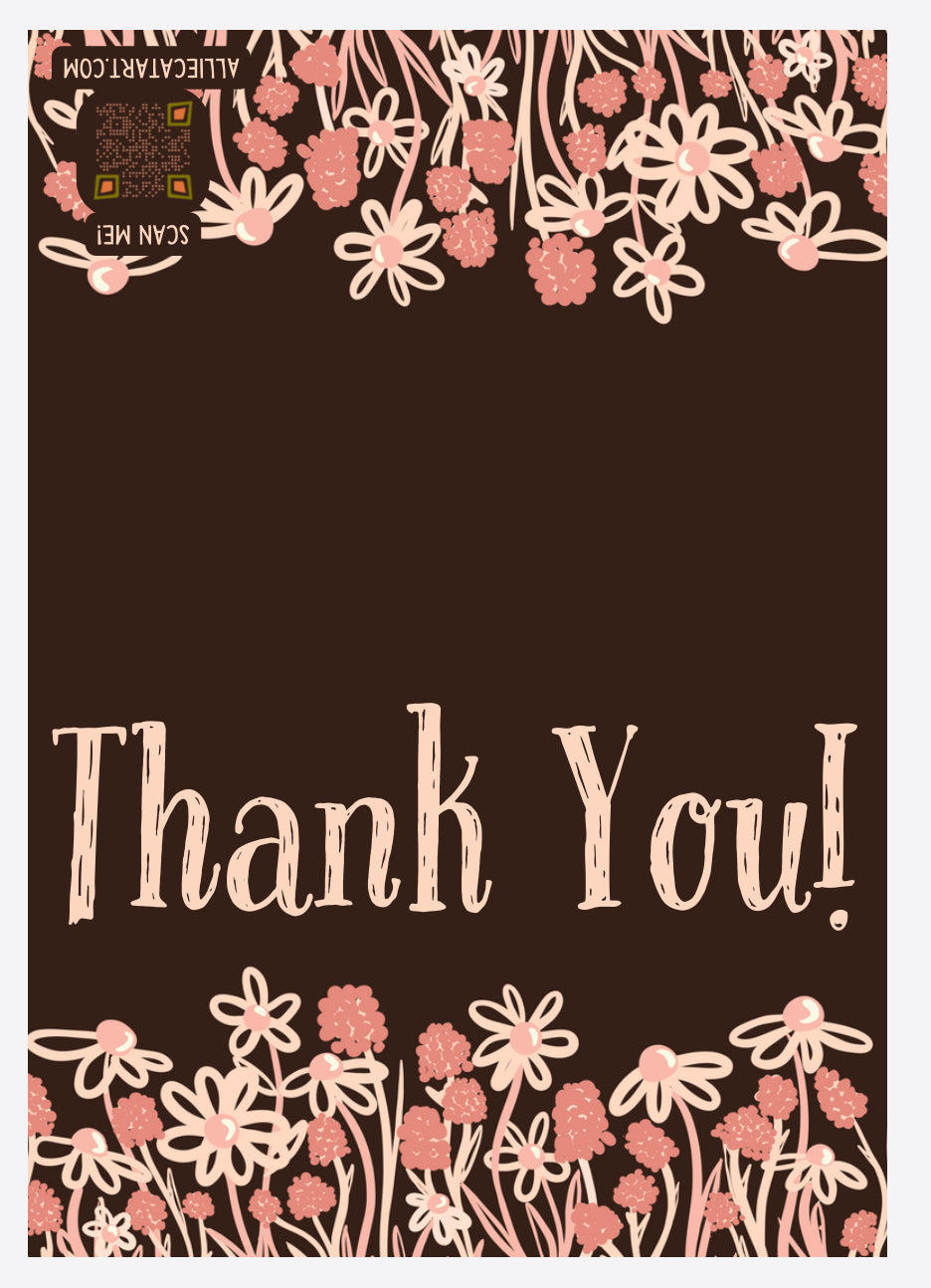 Thank you card Soft pink floral doodles