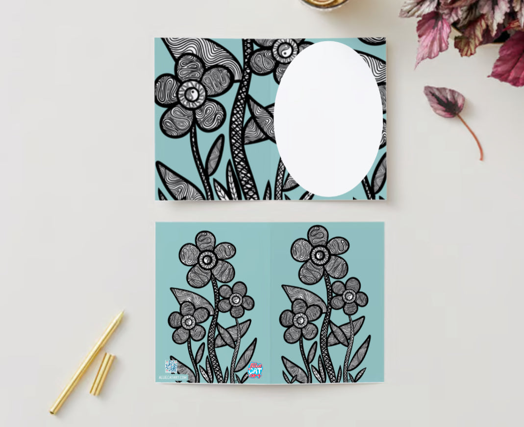 Coloring page Style Ying-yang flower Greeting Card