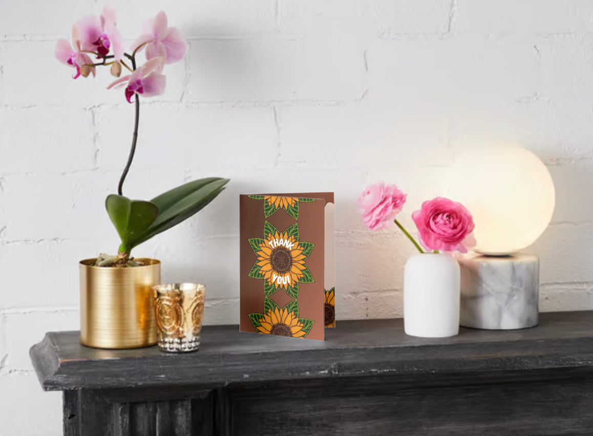 Thank You! Rustic Sunflower Greeting Card