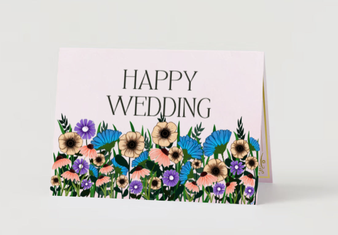 Happy Wedding Soft pink Glower Card