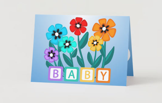 Baby Blocks Simple Flower Card