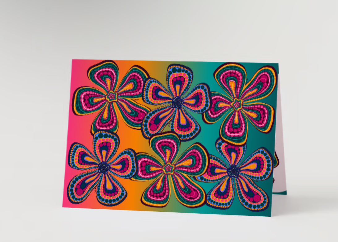 Rainbow gradient Funky Floral Card