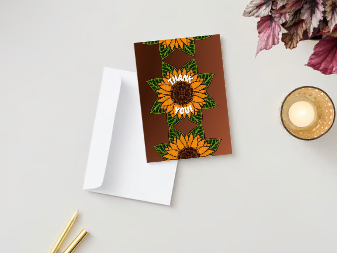 Thank You! Rustic Sunflower Greeting Card