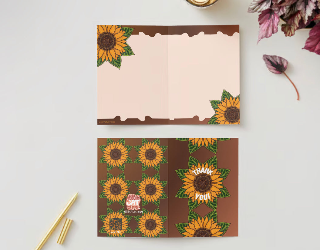 Thank You! Rustic Sunflower Greeting Card