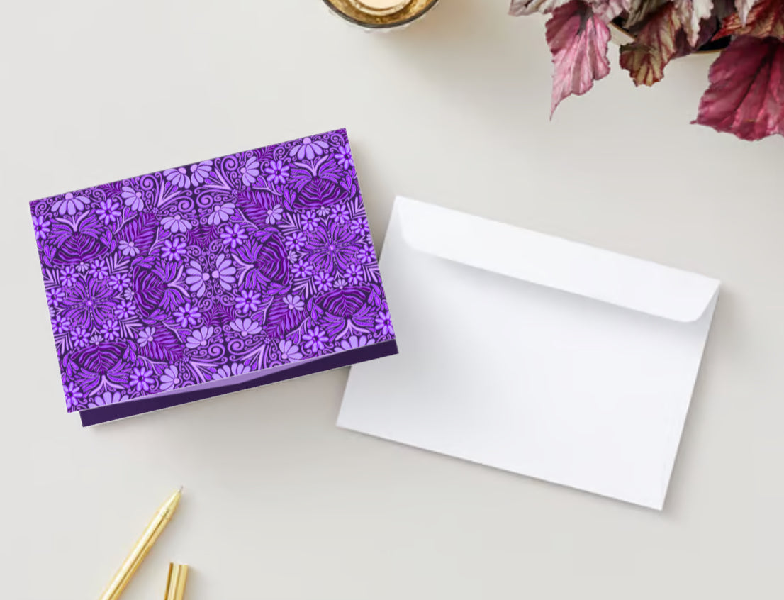 Purple Flower Tile Pattern Card