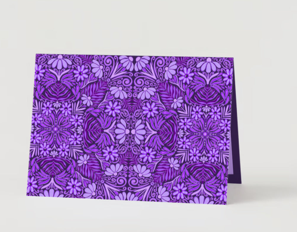 Purple Flower Tile Pattern Card