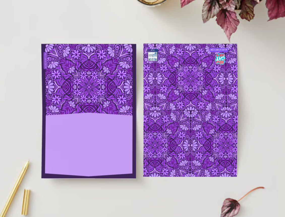 Purple Flower Tile Pattern Card