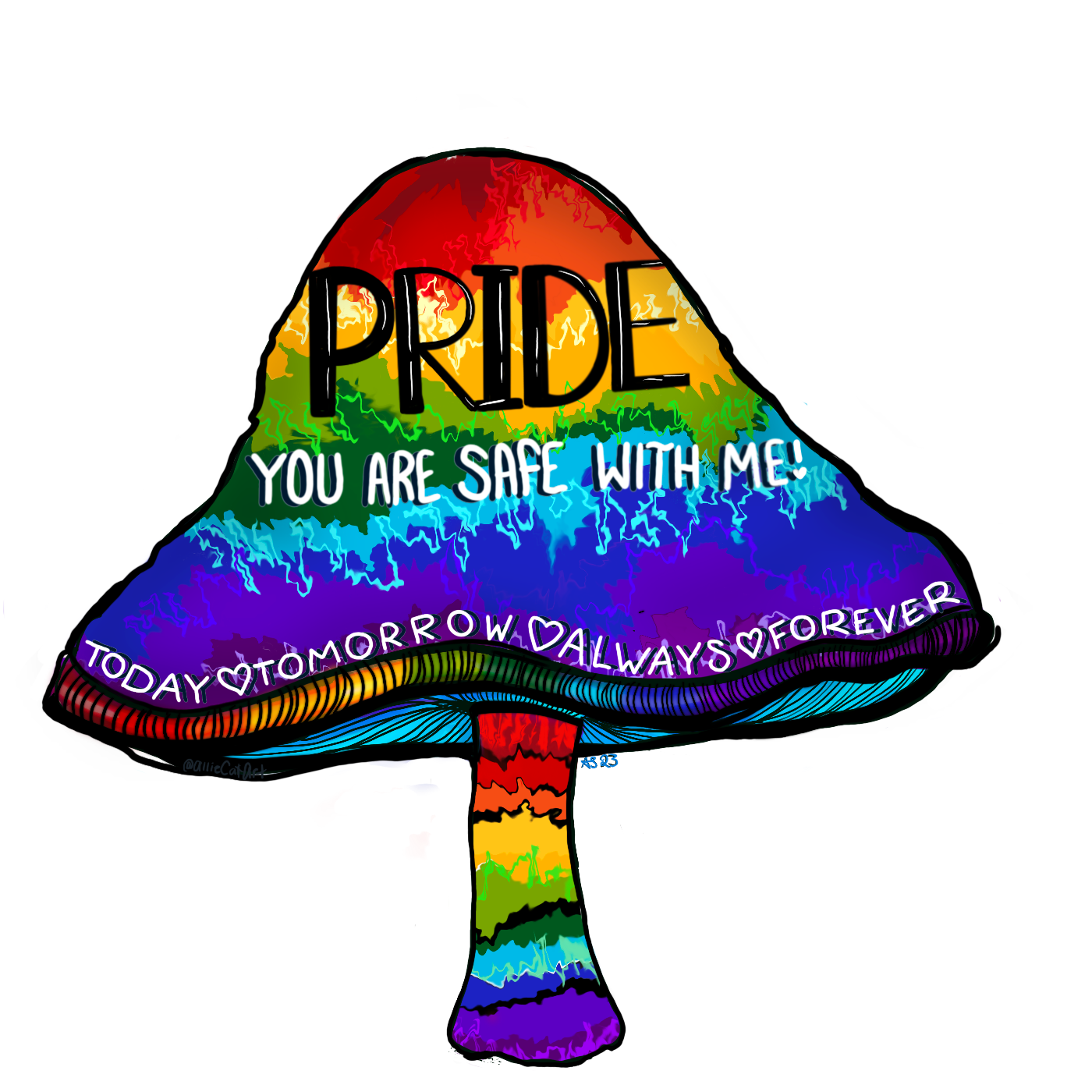 Rainbow Pride Mushie-“You are safe with me”-Sticker