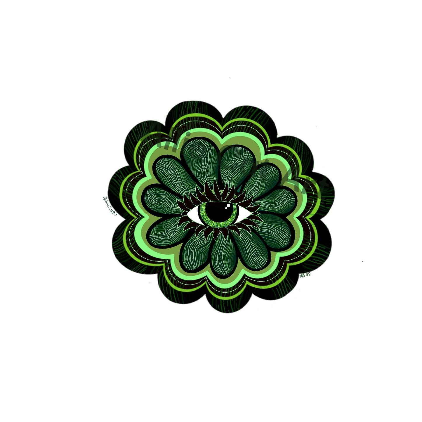 Dark Green Eye Flower-Sticker