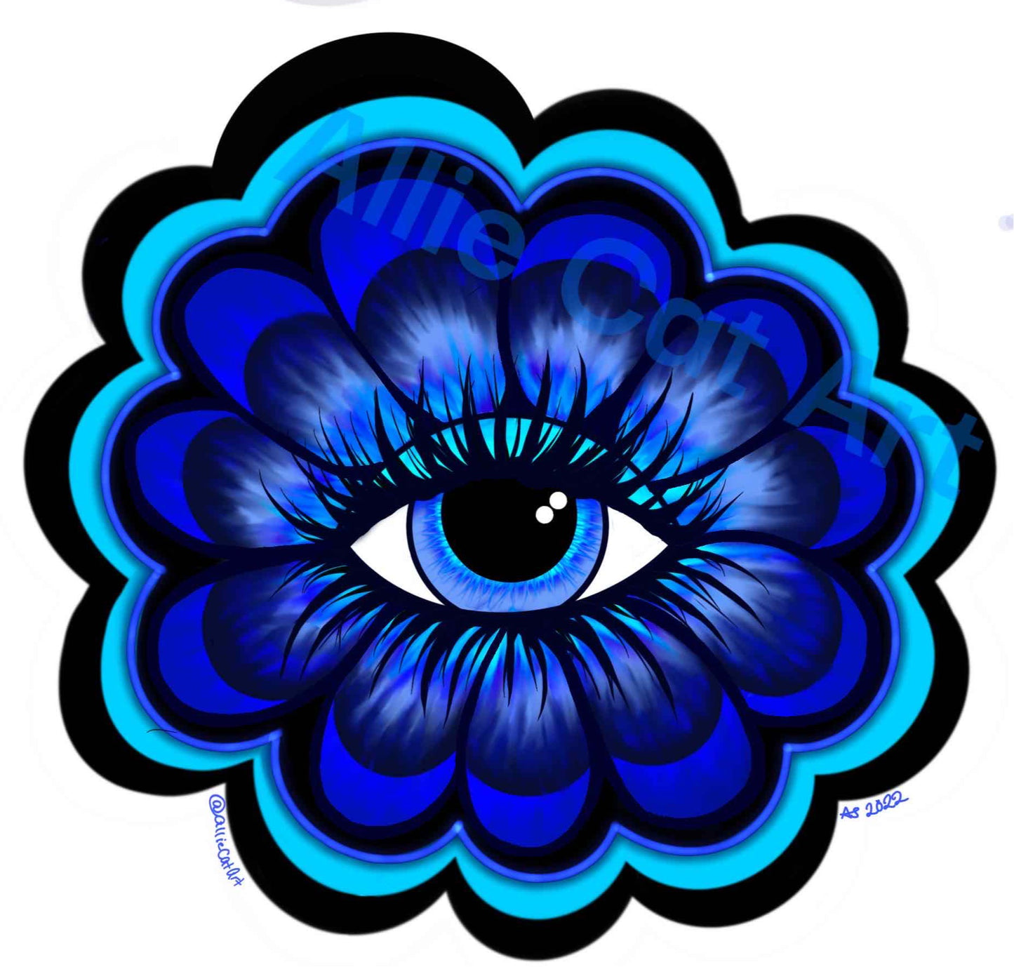 Holographic-Royal Blue Eye Flower-Sticker