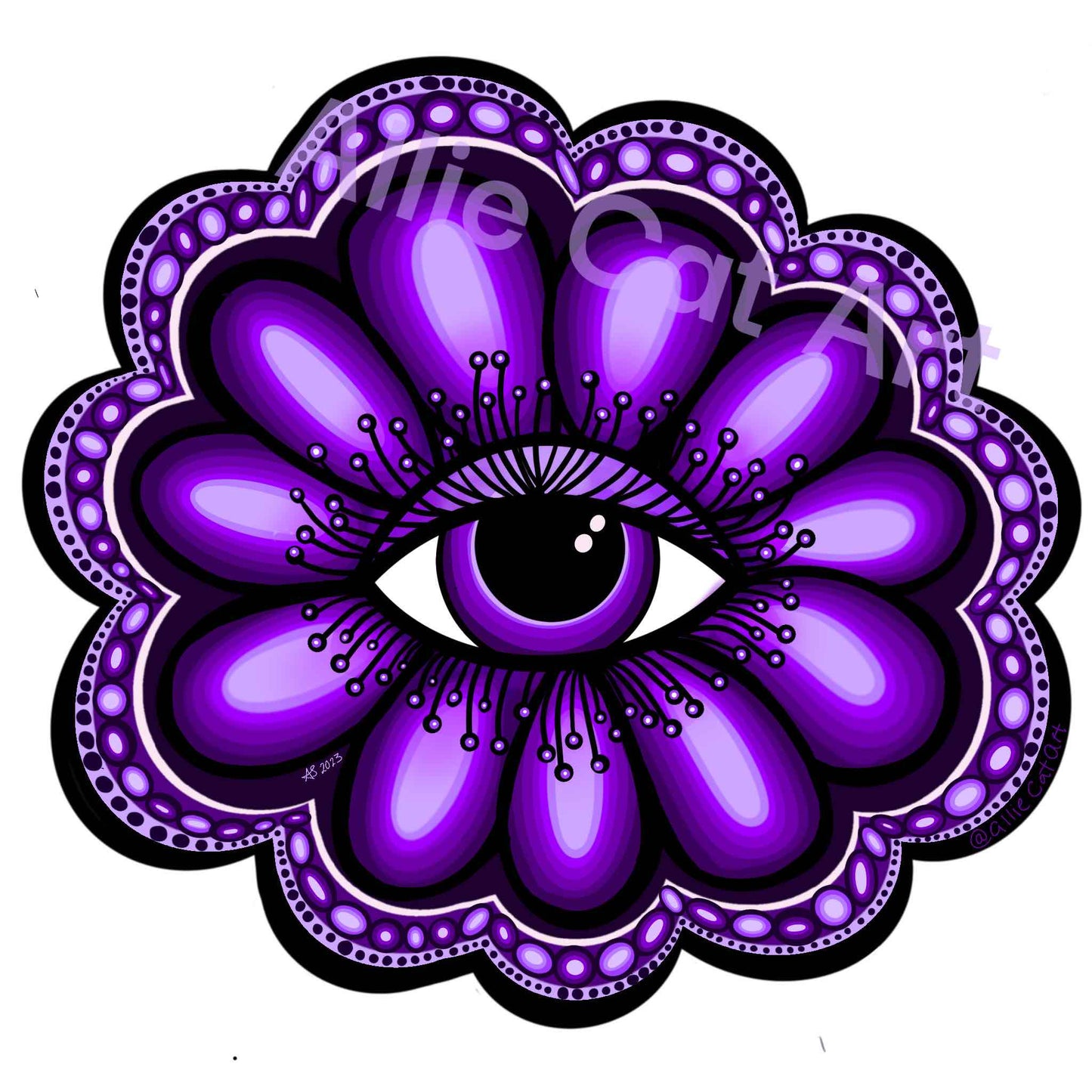 Purple Eye Flower-Sticker