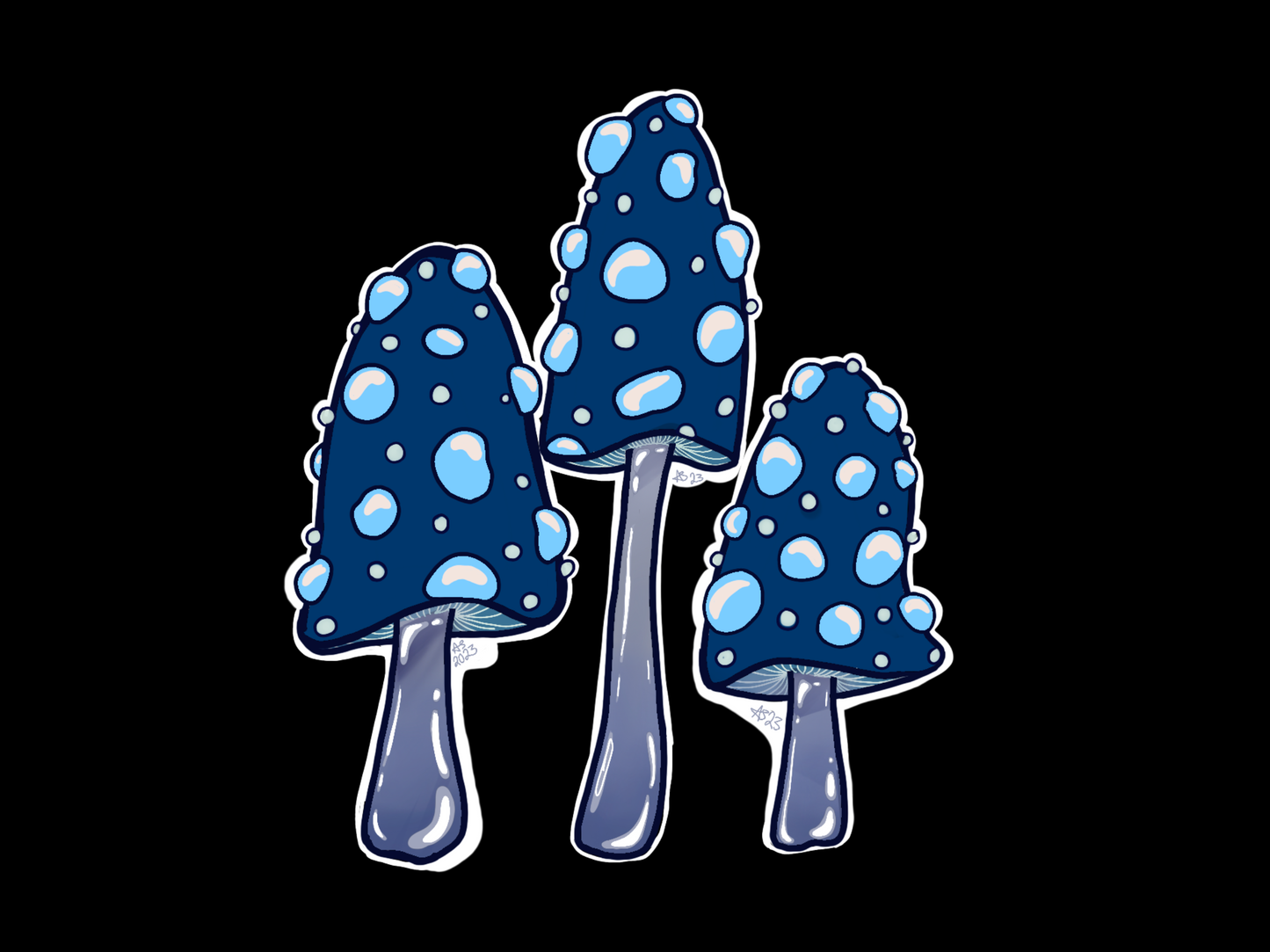 Clear- Tiny Blue Mushroom Trio-Sticker