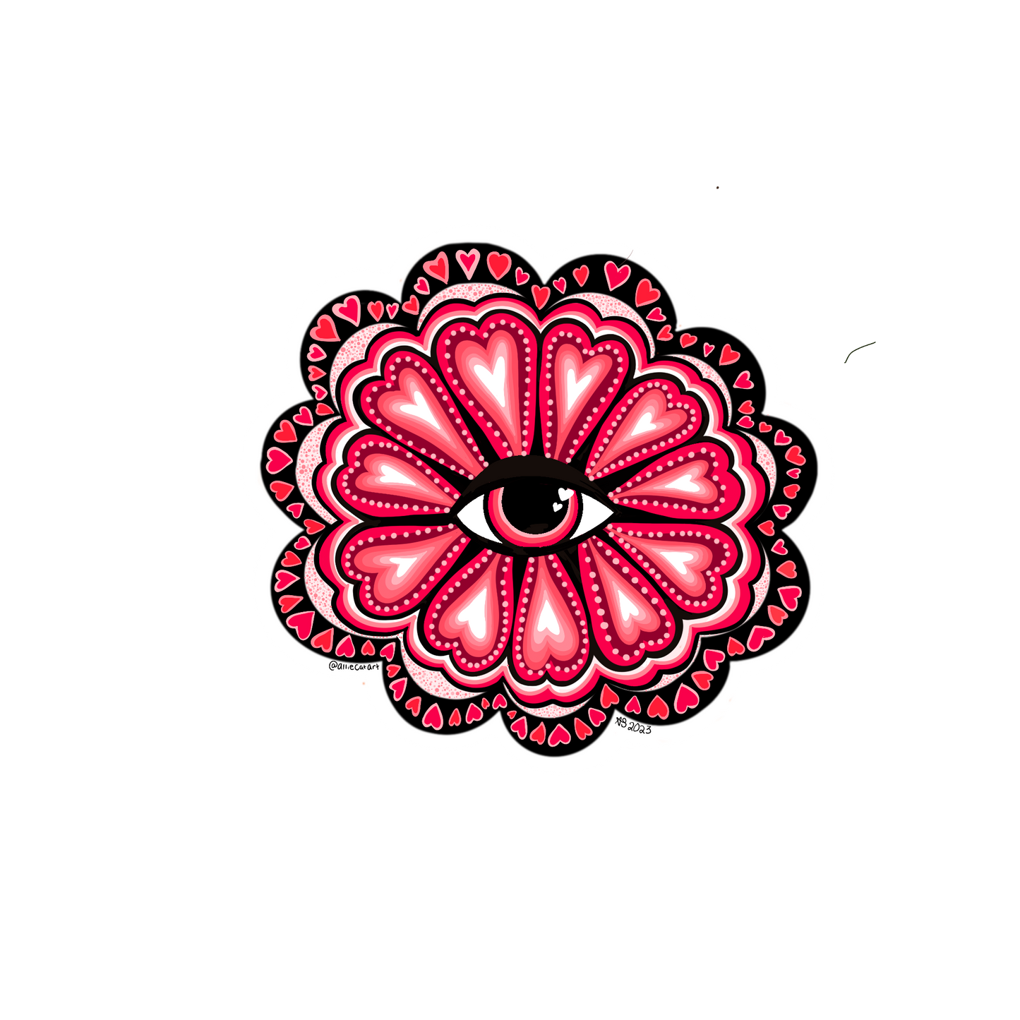 Heart eye flower-sticker